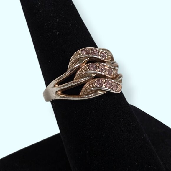 (2/$20) Pink Rhinestone Wave Ring - Picture 2 of 6